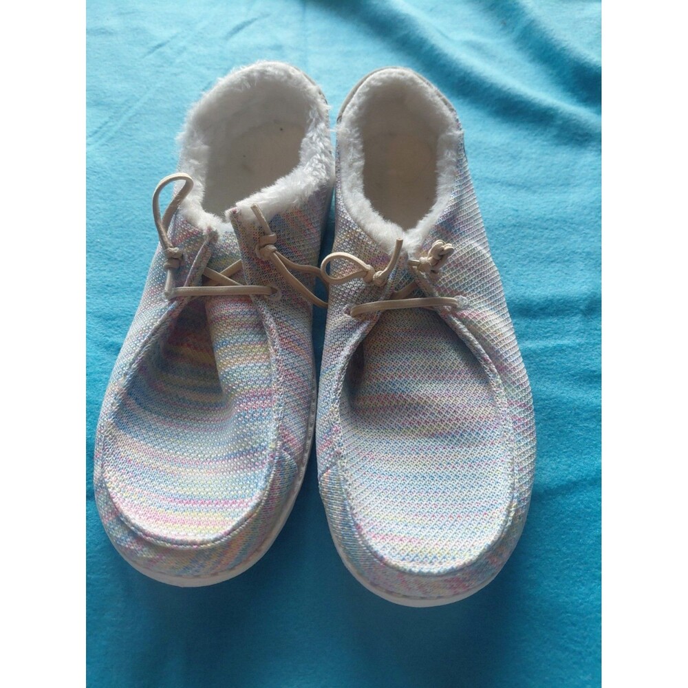 Shein Multicolor Slip On Boat Shoes With Fur Size Eu 39 Us8.5-9